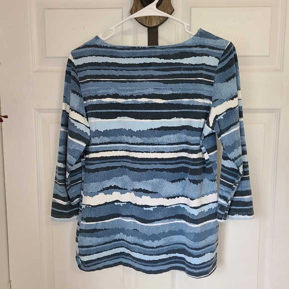 (429) Ruby Rd.  Woman's Casual 3/4 Sleeve Blouse, Size: Medium Color: Blue - Picture 13 of 14